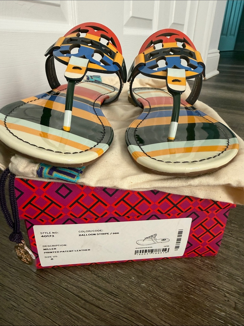 Tory Burch Limited Edition Ballon Stripe Miller In Patent Leather - Picture 12 of 12